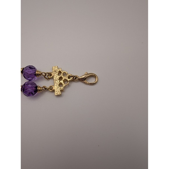 Purple Crystal Beaded Bracelet Double Strand Gold Tone‎ Clasp Closure - Picture 4 of 5